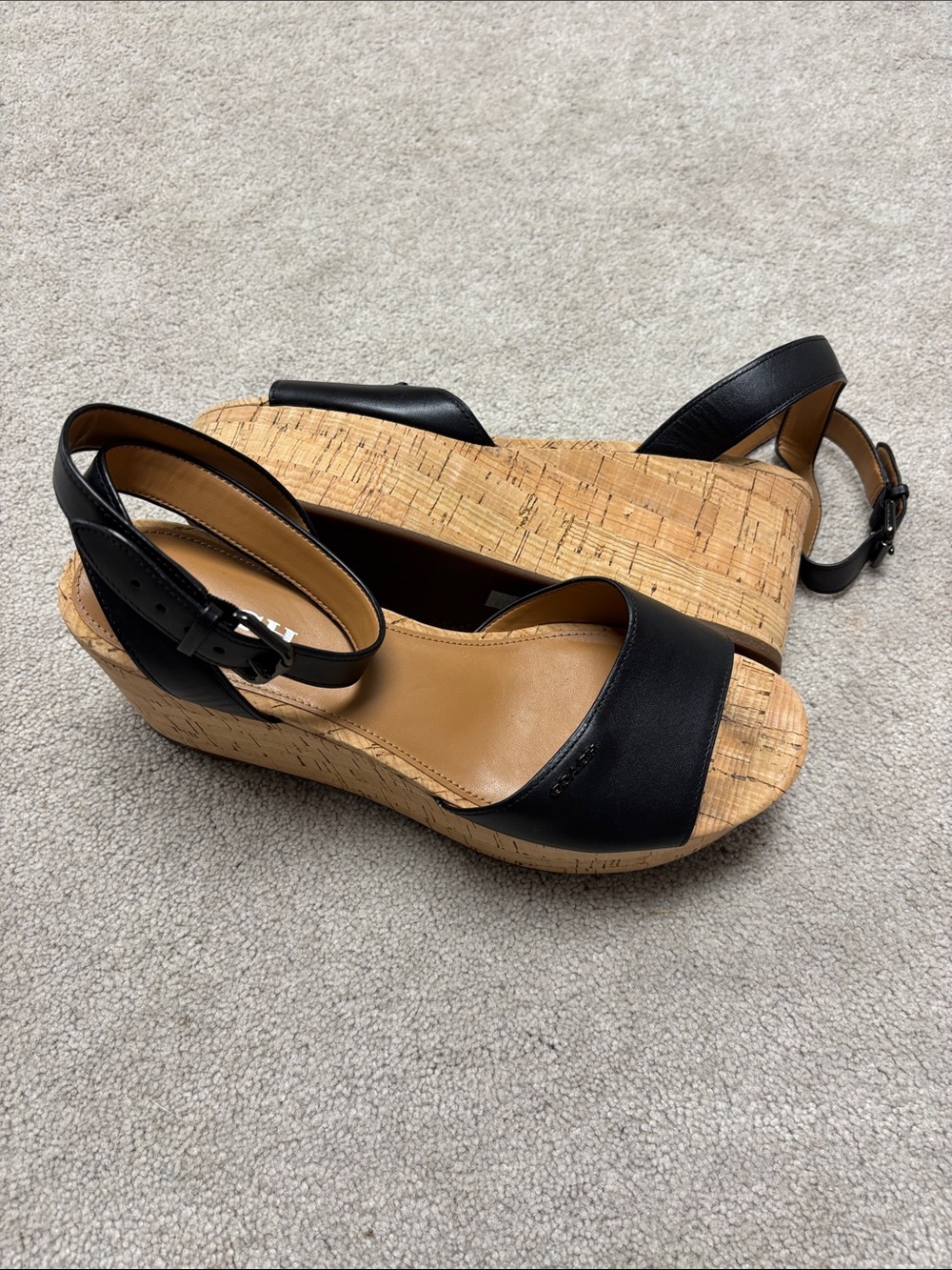 Coach Becka Cork Wedge Sandals with Ankle Strap